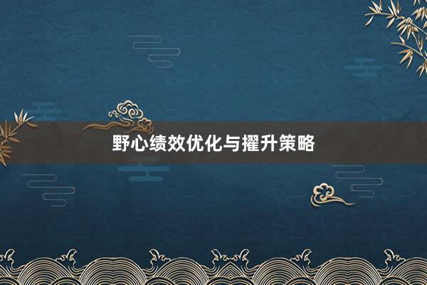 野心绩效优化与擢升策略